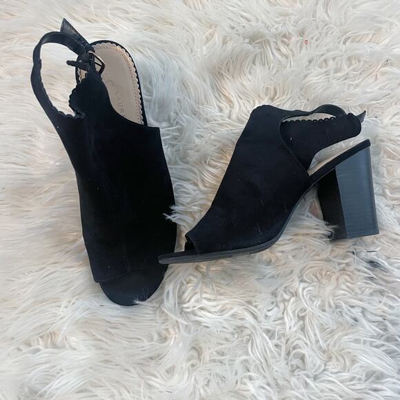 LC Lauren Conrad Sunstone Black Sling Back Heeled Booties Women's Size 9.5 - Picture 6 of 13